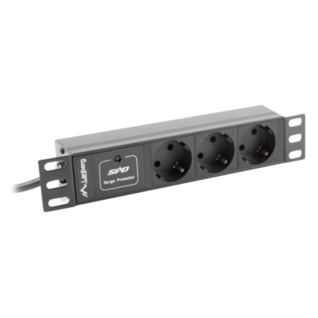 Lanberg PDU-03F-0200-BK unidad de distribución de energía (PDU) 3 salidas AC 1U Negro