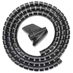 AISENS Organizador de cable en espiral 25mm, Negro, 1.0m