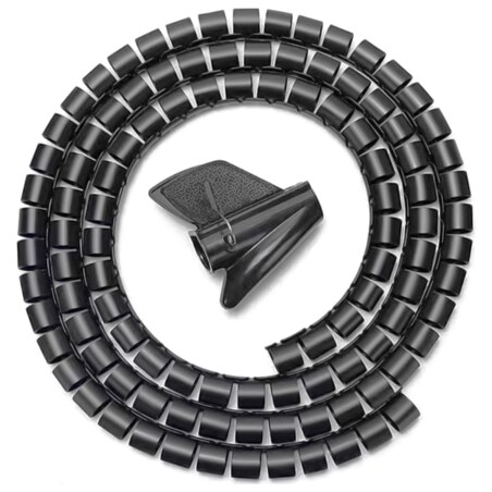 AISENS Organizador de cable en espiral 25mm, Negro, 1.0m