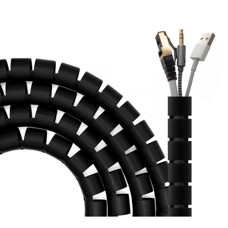 AISENS Organizador De Cable En Espiral 25mm, Negro, 2.0 m