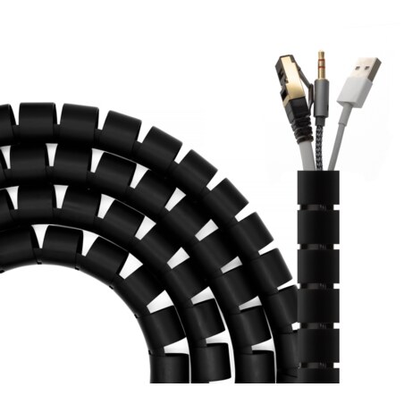AISENS Organizador De Cable En Espiral 25mm, Negro, 2.0 m