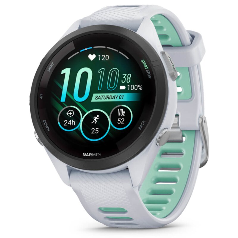 Garmin Forerunner 265S 2,79 cm (1.1") AMOLED 42 mm Digital 360 x 360 Pixeles Pantalla táctil Negro, Blanco Wifi GPS (satélite)
