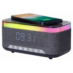 Gembird DAC-SPKBT-QC15-BK despertador Reloj despertador digital Negro, Gris