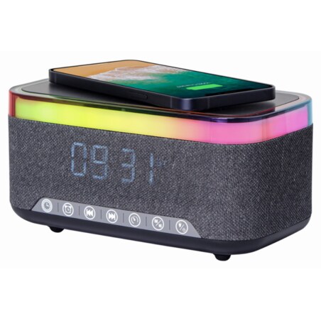 Gembird DAC-SPKBT-QC15-BK despertador Reloj despertador digital Negro, Gris