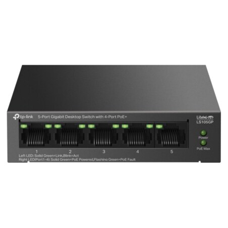 TP-Link LiteWave LS105GP switch No administrado Gigabit Ethernet (10/100/1000) Energía sobre Ethernet (PoE) Negro