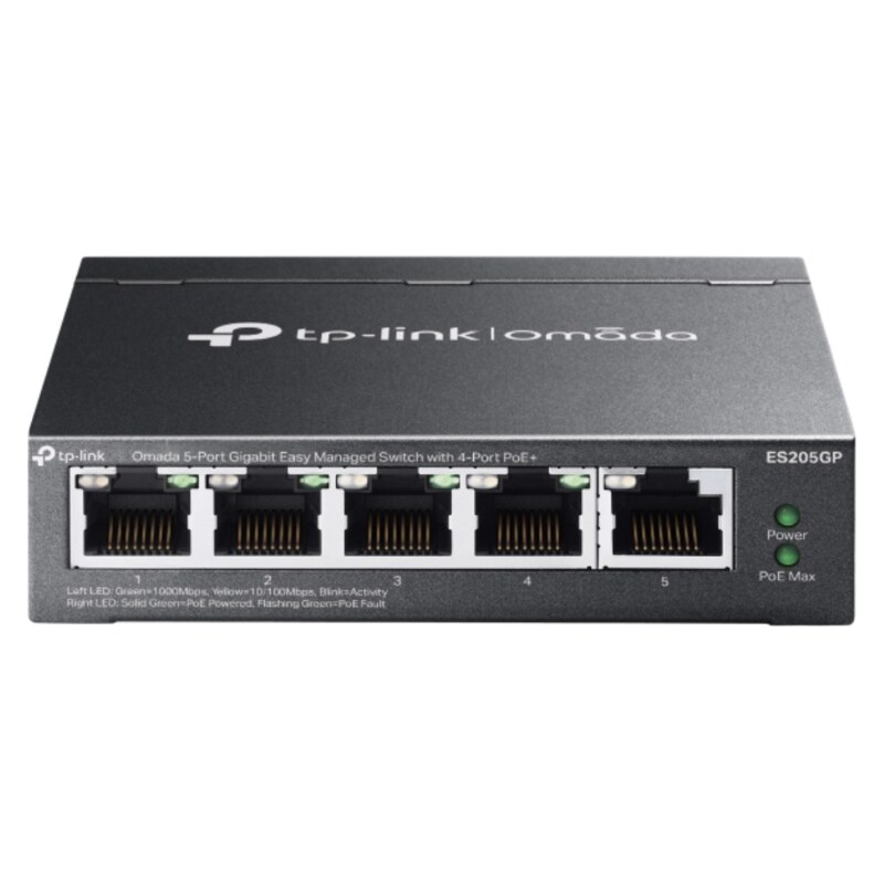 TP-Link Omada ES205GP switch Gestionado Gigabit Ethernet (10/100/1000) Energía sobre Ethernet (PoE) Negro