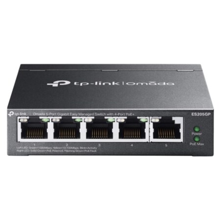 TP-Link Omada ES205GP switch Gestionado Gigabit Ethernet (10/100/1000) Energía sobre Ethernet (PoE) Negro