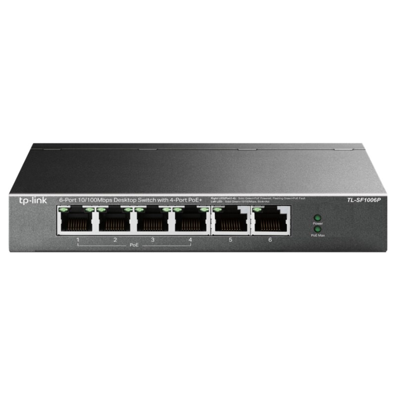 TP-Link TL-SF1006P switch No administrado Fast Ethernet (10/100) Energía sobre Ethernet (PoE) Negro