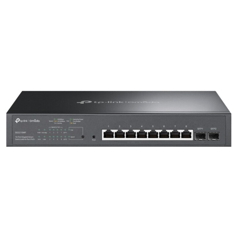 TP-Link Omada TL-SG2210MP Gestionado L2/L2+ Gigabit Ethernet (10/100/1000) Energía sobre Ethernet (PoE) 1U Negro