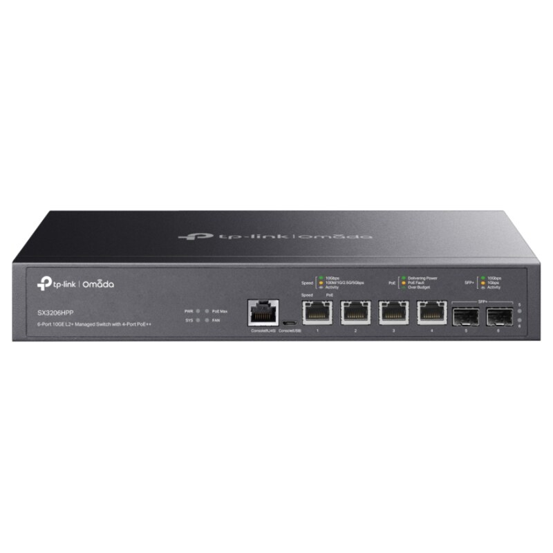 TP-Link Omada SX3206HPP switch Gestionado L2+ 10G Ethernet (100/1000/10000) Energía sobre Ethernet (PoE) Negro