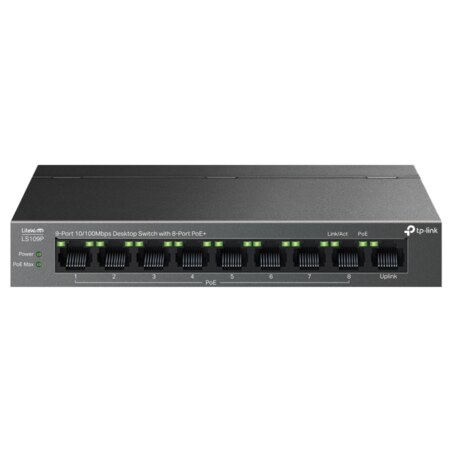 TP-Link LiteWave LS109P switch No administrado Fast Ethernet (10/100) Energía sobre Ethernet (PoE) Negro
