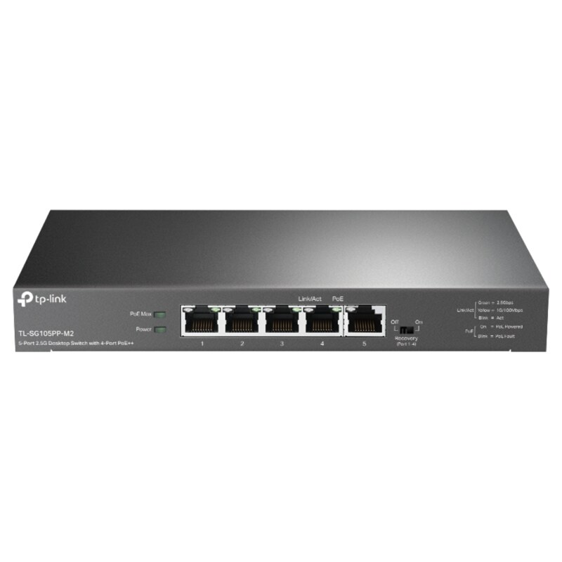 TP-Link TL-SG105PP-M2 switch No administrado Gigabit Ethernet (10/100/1000) Energía sobre Ethernet (PoE) Negro