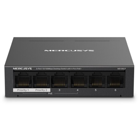 Mercusys MS106LP switch Gestionado Fast Ethernet (10/100) Energía sobre Ethernet (PoE) Negro