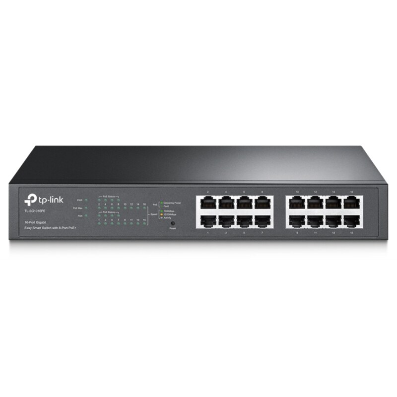 TP-Link TL-SG1016PE Gestionado L2 Gigabit Ethernet (10/100/1000) Energía sobre Ethernet (PoE) 1U Negro