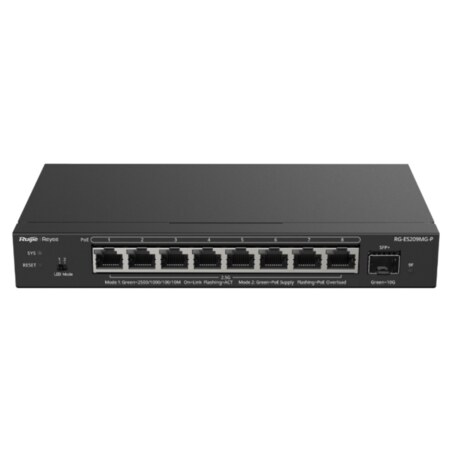 Ruijie Networks RG-ES209MG-P switch Gestionado L2 2.5G Ethernet (100/1000/2500) Energía sobre Ethernet (PoE) Negro