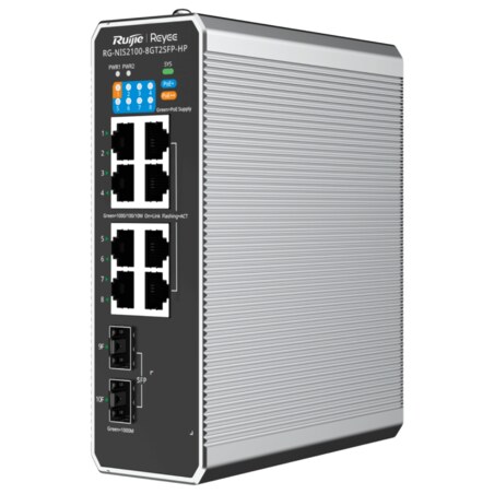 Ruijie Networks RG-NIS2100 Gestionado L2 Gigabit Ethernet (10/100/1000) Energía sobre Ethernet (PoE) Negro, Acero inoxidable