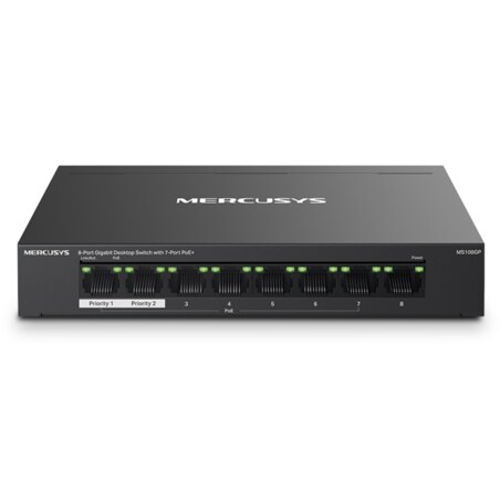 Mercusys MS108GP switch Gestionado Gigabit Ethernet (10/100/1000) Energía sobre Ethernet (PoE) Negro