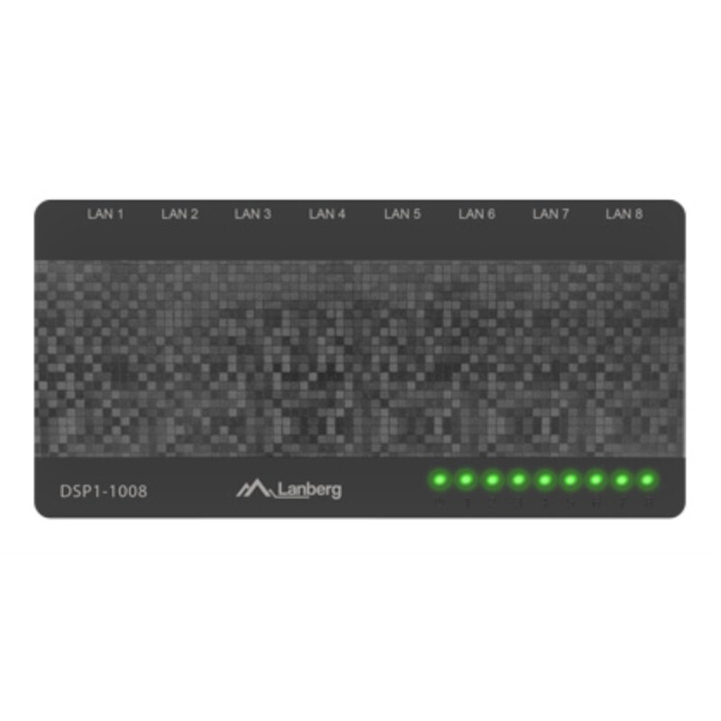 Lanberg DSP1-1008 switch No administrado Gigabit Ethernet (10/100/1000) Negro, Gris