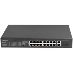 Lanberg RSFE-16P-2C-150 switch No administrado Gigabit Ethernet (10/100/1000) Energía sobre Ethernet (PoE) 1U Negro