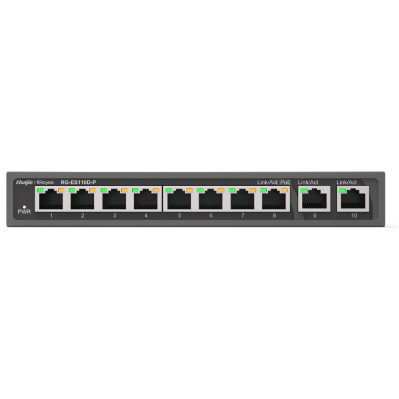 Ruijie Networks RG-ES110D-P switch No administrado Fast Ethernet (10/100) Energía sobre Ethernet (PoE) Negro
