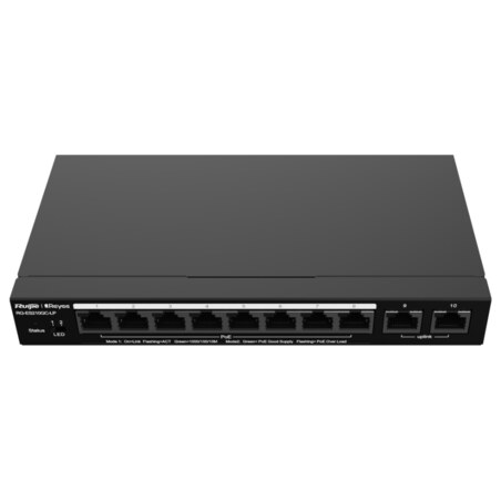 Ruijie Networks RG-ES210GC-LP switch Gestionado L2 Gigabit Ethernet (10/100/1000) Energía sobre Ethernet (PoE) Negro