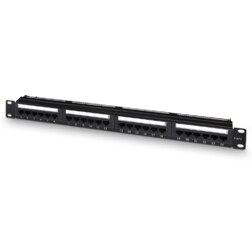 AISENS Panel De Parcheo De 24 Puertos RJ45 Cat.6 UTP, 19" 1U Dual IDC Con Gestion De Cables, Negro