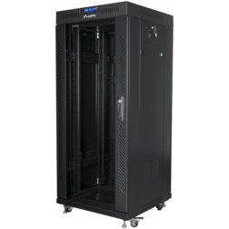 Lanberg free standing rack 19inch cabinet 27U 600x600 glass door LCD flat pack black Rack o bastidor independiente