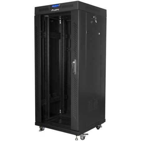 Lanberg free standing rack 19inch cabinet 27U 600x600 glass door LCD flat pack black Rack o bastidor independiente