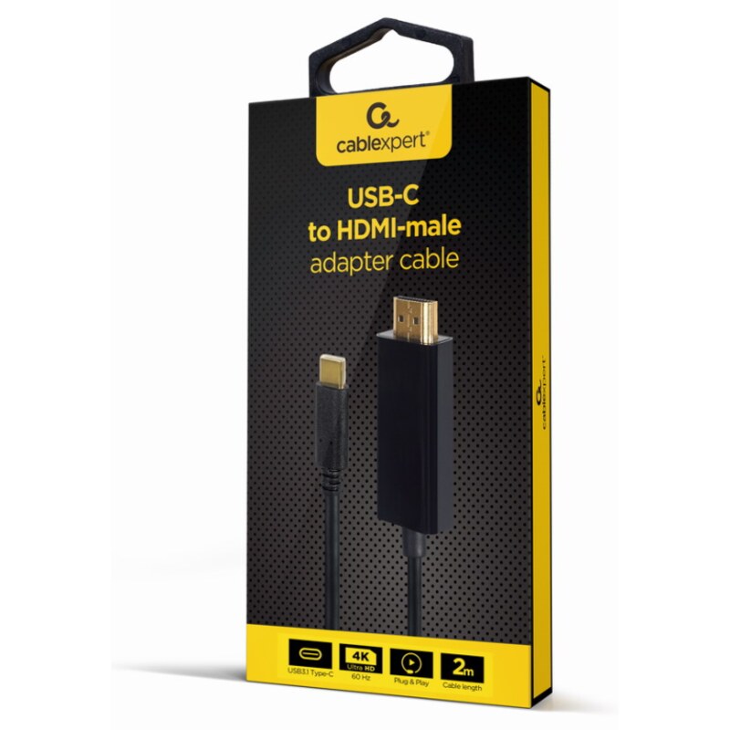 Gembird A-CM-HDMIM-02 adaptador de cable de vídeo 2 m USB Tipo C HDMI Negro