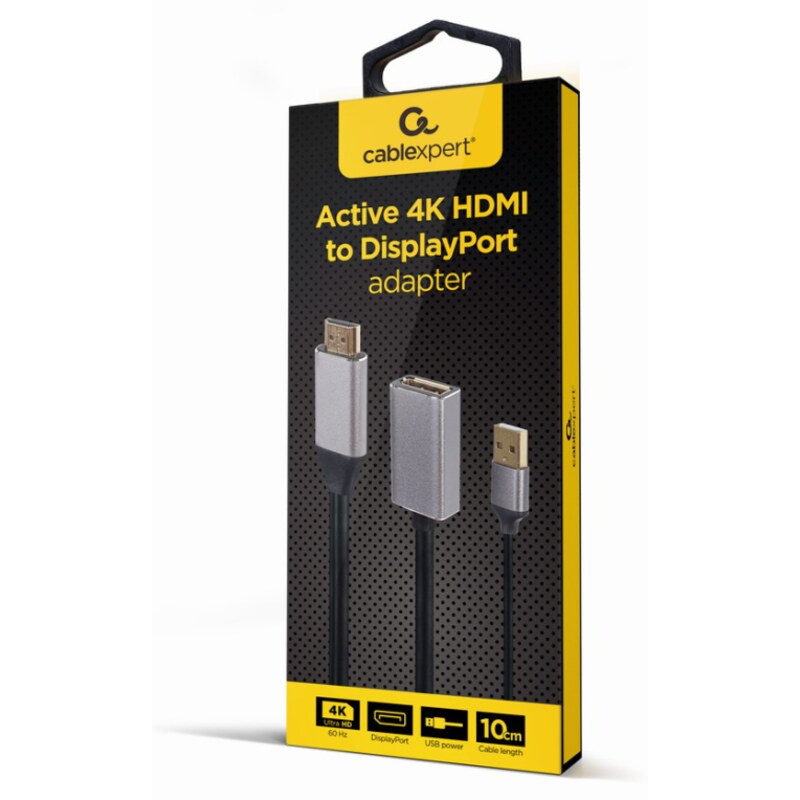 Gembird A-HDMIM-DPF-02 adaptador de cable de vídeo 0,1 m HDMI tipo A (Estándar) DisplayPort Negro