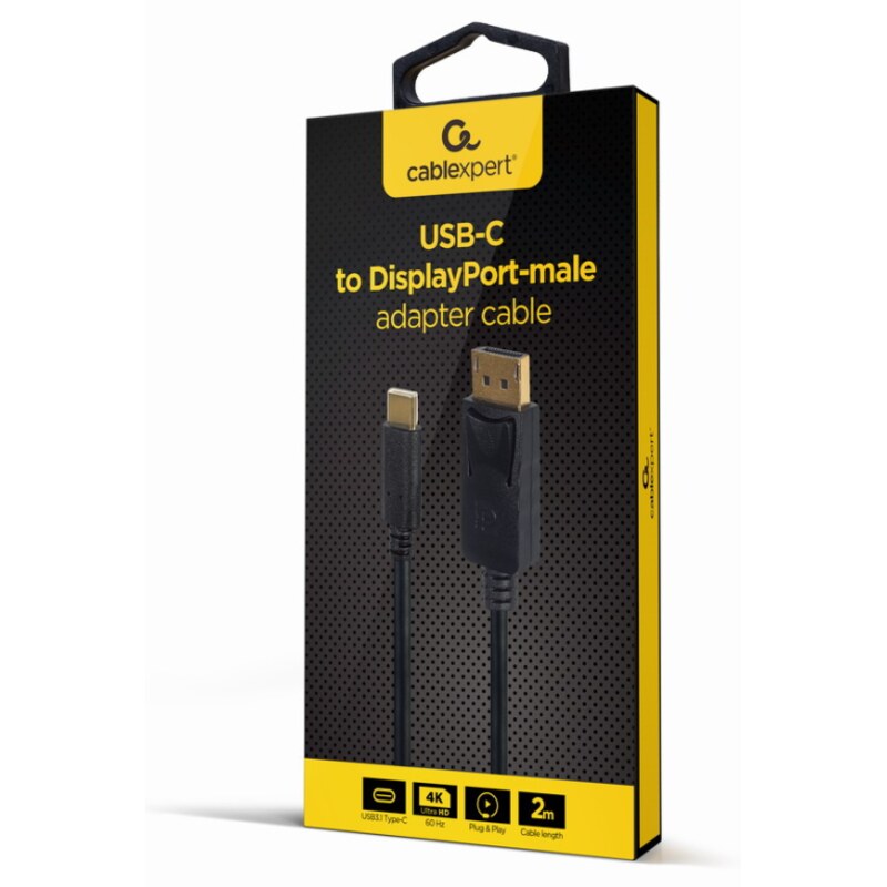 Gembird A-CM-DPM-01 adaptador de cable de vídeo 2 m USB Tipo C DisplayPort Negro