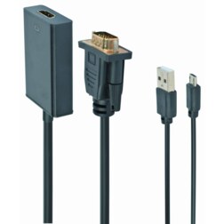 Gembird A-VGA-HDMI-01 adaptador de cable de vídeo 0,15 m HDMI tipo A (Estándar) VGA (D-Sub) Negro