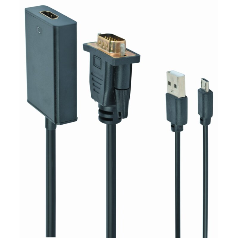 Gembird A-VGA-HDMI-01 adaptador de cable de vídeo 0,15 m HDMI tipo A (Estándar) VGA (D-Sub) Negro
