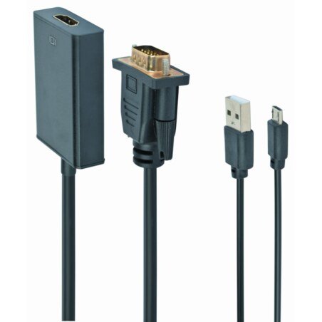 Gembird A-VGA-HDMI-01 adaptador de cable de vídeo 0,15 m HDMI tipo A (Estándar) VGA (D-Sub) Negro