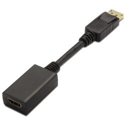 AISENS A125-0134 adaptador de cable de vídeo 0,15 m DisplayPort HDMI Negro