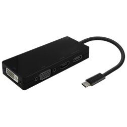 AISENS Conversor USB-C A DP/DVI/HDMI/VGA, USB-C/M-DP/H-DVI/H-HDMI/H-Vga/H, Negro, 15cm