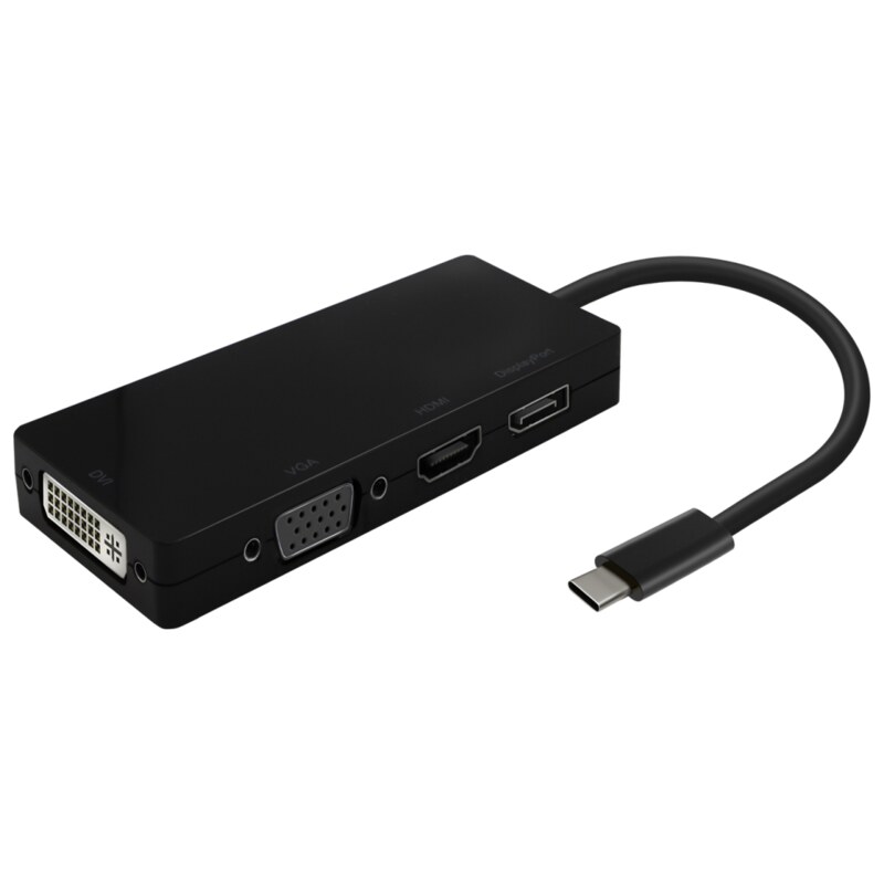AISENS Conversor USB-C A DP/DVI/HDMI/VGA, USB-C/M-DP/H-DVI/H-HDMI/H-Vga/H, Negro, 15cm