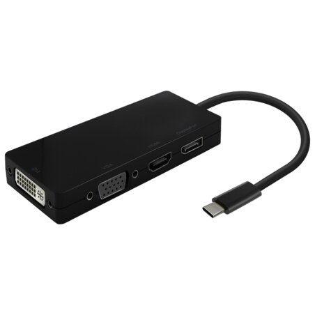AISENS Conversor USB-C A DP/DVI/HDMI/VGA, USB-C/M-DP/H-DVI/H-HDMI/H-Vga/H, Negro, 15cm