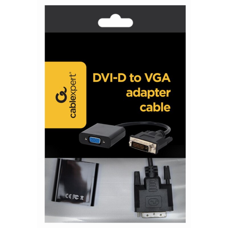 Gembird A-DVID-VGAF-01 adaptador de cable de vídeo 0,2 m DVI-D VGA (D-Sub) Negro