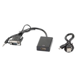 Lanberg AD-0021-BK adaptador de cable de vídeo 0,2 m HDMI tipo A (Estándar) VGA (D-Sub) Negro
