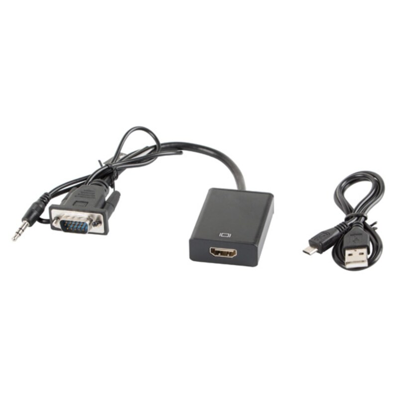 Lanberg AD-0021-BK adaptador de cable de vídeo 0,2 m HDMI tipo A (Estándar) VGA (D-Sub) Negro