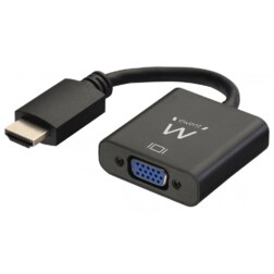 Ewent EW9864 adaptador de cable de vídeo 0,2 m HDMI VGA, 3.5mm Negro