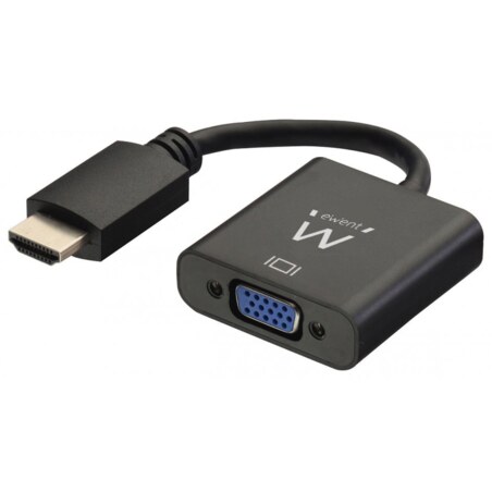 Ewent EW9864 adaptador de cable de vídeo 0,2 m HDMI VGA, 3.5mm Negro