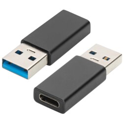 Ewent EW9650 cambiador de género para cable USB Type-A USB Type-C Negro