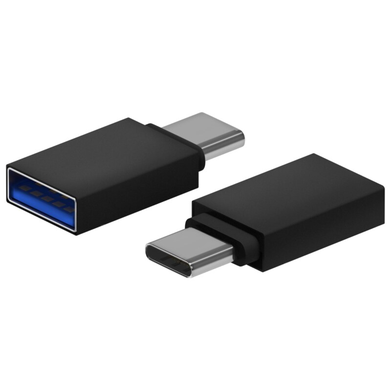 AISENS Mini Adaptador Aluminio USB 3.2 Gen1 3A, Tipo USB-C/M-A/H, Negro