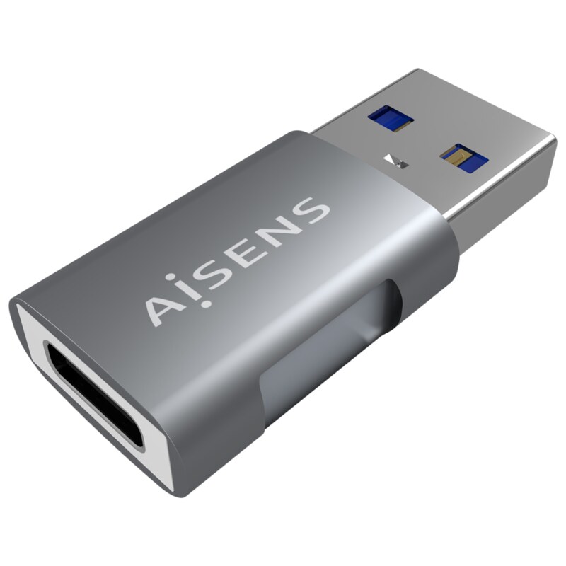 AISENS Mini Adaptador USB 3.2 GEN2 10G 3A, Tipo USB-C/H-A/M, Gris