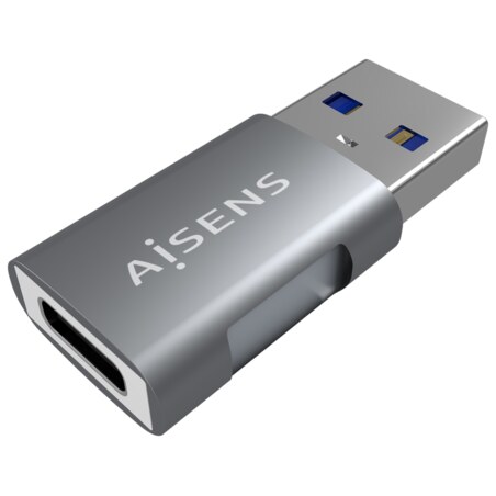 AISENS Mini Adaptador USB 3.2 GEN2 10G 3A, Tipo USB-C/H-A/M, Gris