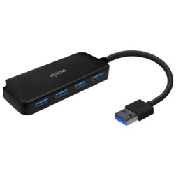 AISENS Hub USB 3.0, Tipo A/M-4x Tipo A/H, Negro, 15cm