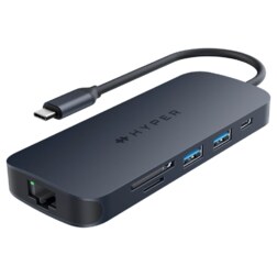 HYPER HD4004GL hub de interfaz USB 3.2 Gen 1 (3.1 Gen 1) Type-C 10000 Mbit/s Azul, Gris