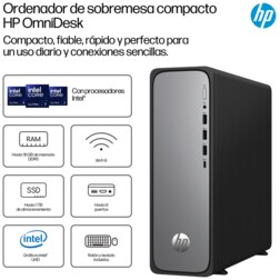 HP OmniDesk Slim Desktop S03-0020ns PC Intel® Core™ i3 i3-14100 8 GB DDR5-SDRAM 512 GB SSD FreeDOS Torre Plata